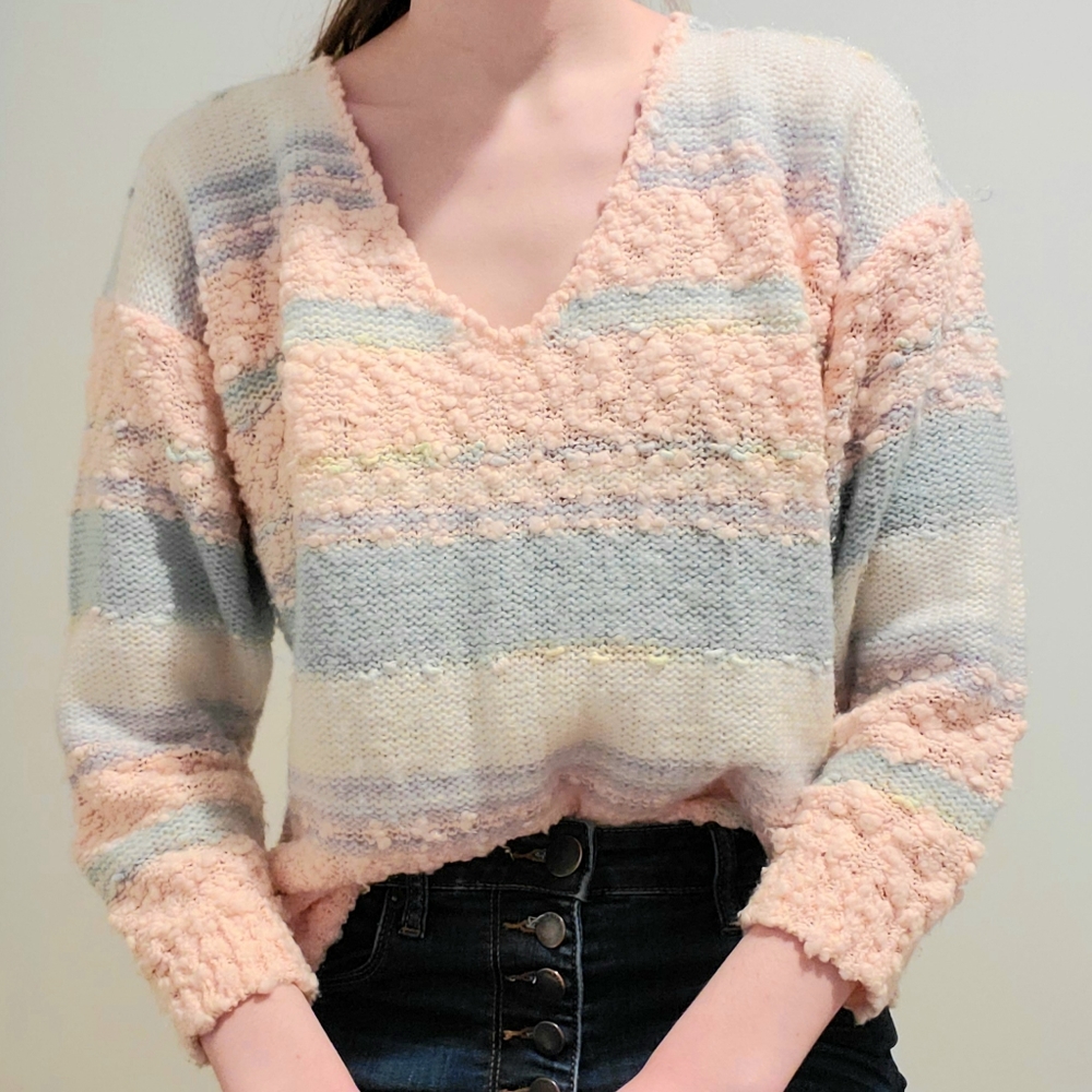 Vintage 80s/90s Pastel V-neck Sweater